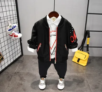 

Children Clothing 2019 Boys Clothes Faux fur coat + shirts + jeans 3pcs Kids Boys Sport Suit Toddler Boys Clothing Sets 2-6year