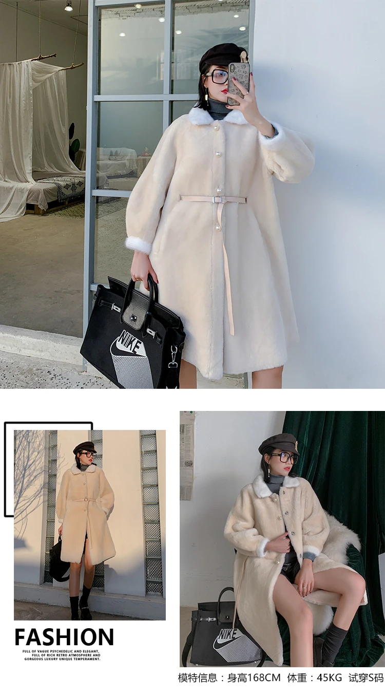 Двусторонняя Меховая куртка Highstreet с воротником из меха норки, однобортное длинное пальто из овечьей шерсти, женская зимняя повседневная верхняя одежда