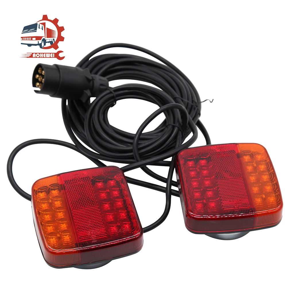 AOHEWEI Magnetic 20 LED Trailer Tail Light Kit 7.5m Cable Truck Lamp with 7 Pin Plug Adapter for Lorry Caravan Rear Brake Signal