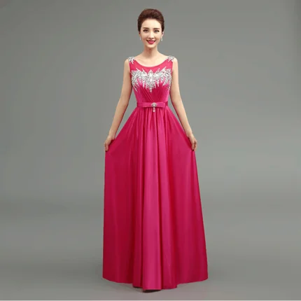 Rose QLY140# Длинные вечерние платья Гари фиолетовый красный королевский синий на шнуровке черный атласный комплект с бриллиантами хор вечерние платья дешево оптом - Цвет: Rose