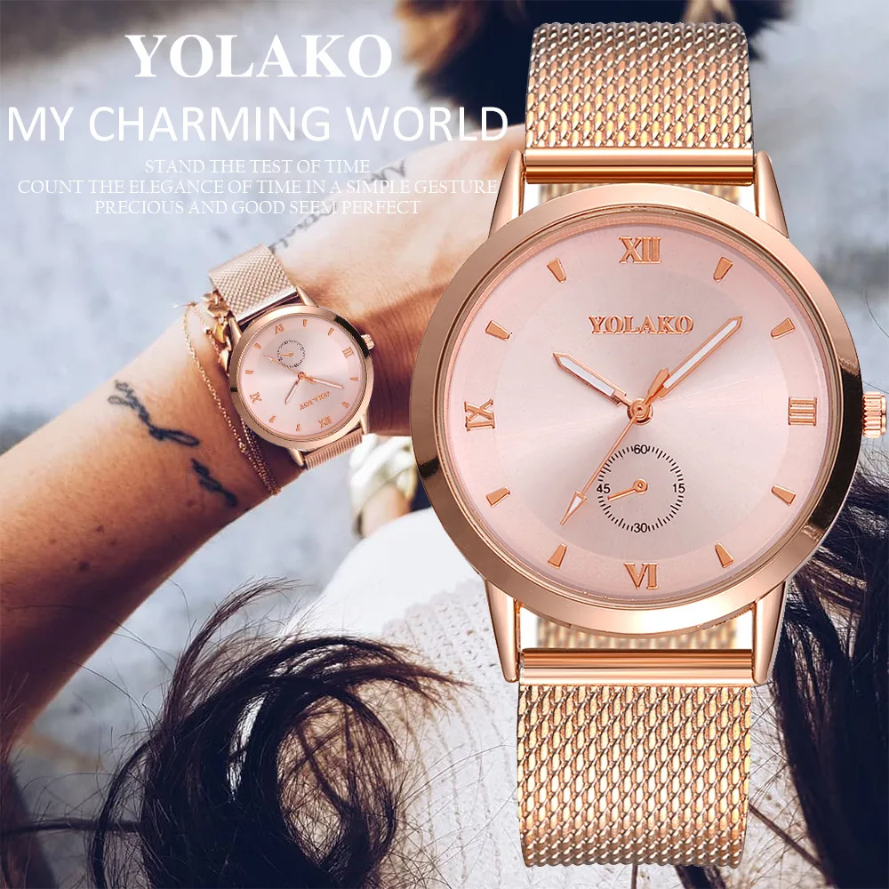

Geneva Foreign Trade Ladies Watch Net with Watch Fashion Roman Digital Ultra-thin Mesh Casual Quartz Watch Relogio Feminino