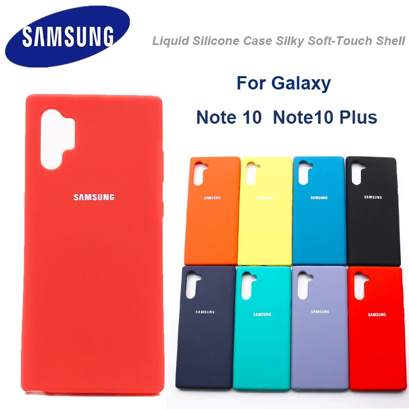 Funda de silicona líquida para Samsung Galaxy Note 10 Plus, carcasa suave y sedosa, protección completa