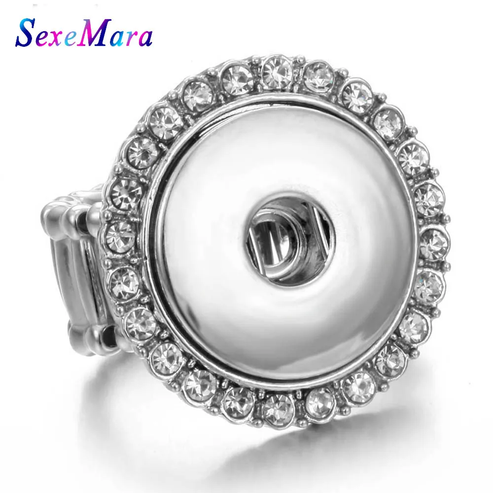 Женское эластичное регулируемое кольцо с кристаллами 18 мм|Кольца| |