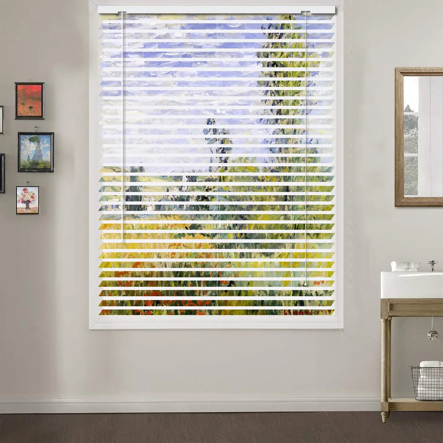 MOMO Blinds Patterned Aluminium Zebra Custom Blinds,Autumn, by Claude Monet, Premium 2.5-cm Blackout Light Filtering Horizontal