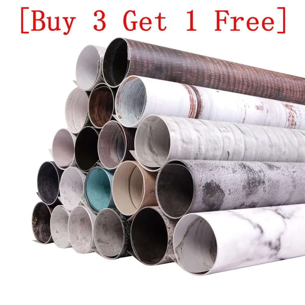 

[Buy 3 Get 1 Free] Photography Backdrop 2 Sided Photo Background Wood Grain Waterproof Backdrops Paper For Studio Photo 56*90cm