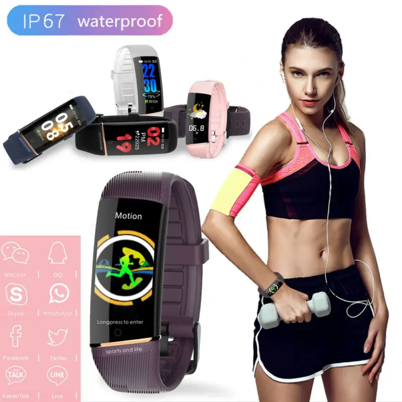

PYMH Women Men Bluetooth Smart Bracelet Wristband Fitness Tracker Sport Watch Heart Rate Blood Pressure Monitor