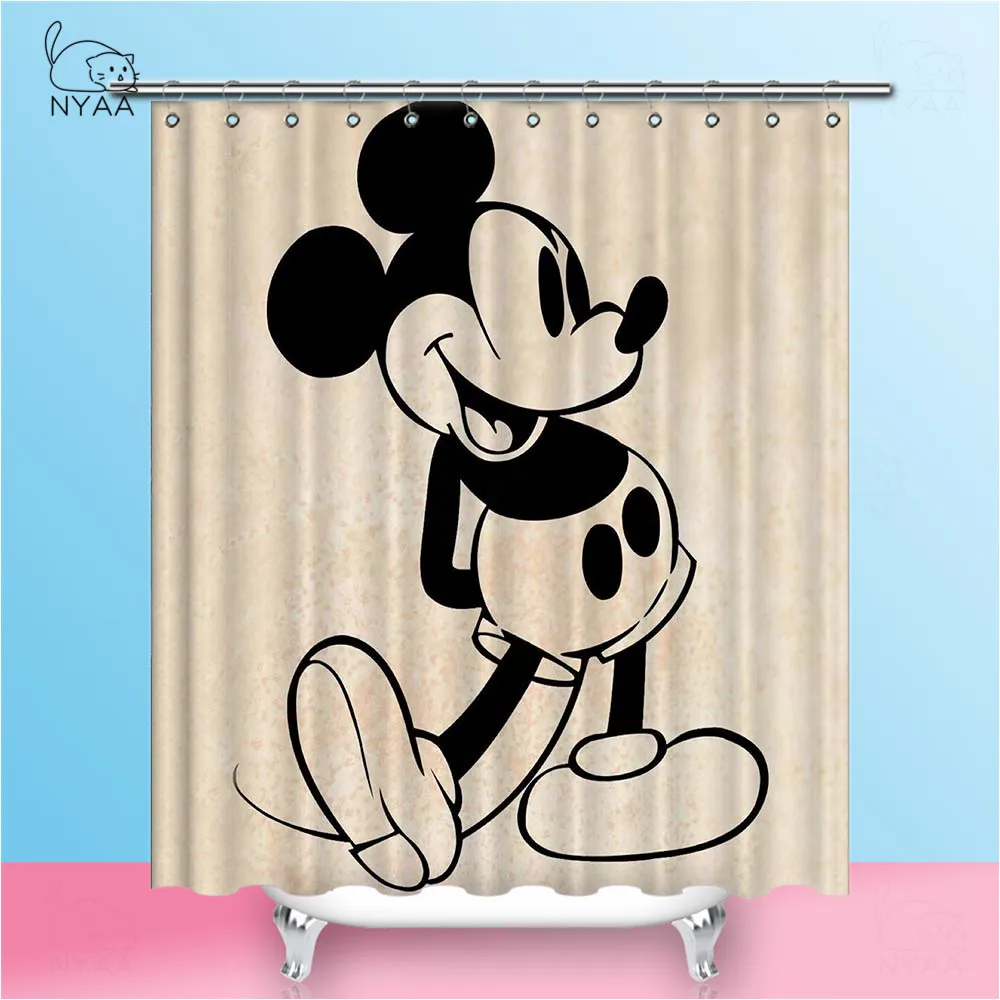 Comprar Cortinas de baño de tela de poliéster impermeable NYAA Mickey para decoración del hogar
