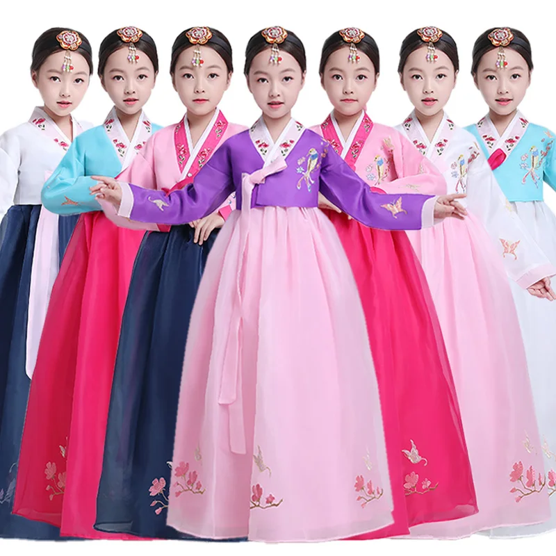 

Children Korean Traditional Dress Hanbok Girl Korean Ancient Classic Costume For Stage Show Korean Palace Dance Dress SL1542