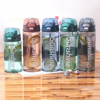 

Hot Water Bottle 430/550ml Outdoor Water Bottles with Straw Tritan Plastic Drinking Bottle Elastic Cover Sports Bottles BPA Free