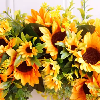 

20\" Artificial Sunflowers fall wreaths for Front Door Thanksgiving wedding Decor H4GD