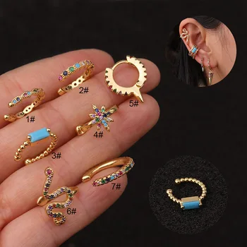 

1pc ZA fresh Small Ear Cuff Earring for Women Snake Colorful Cubic Zirconia Clip Earring Stackable Cartilage Earring No Pierced