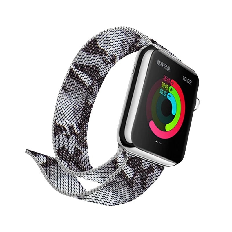 Камуфляжный коричневый ремешок для часов, Миланский ремешок для Apple Watch, 40 мм, ремешок 44 мм, серия 4, магнитные браслеты, браслет на запястье для Iwatch 38, 42
