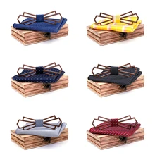 Деревянный галстук-бабочка ручной работы из бамбукового дерева шарф тренд галстук комплект в подарочной коробке Свадебные взрывы бутик черный орех галстук-бабочка