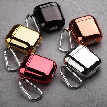 

Plating Hard Shell Earphone Cases For Apple Airpods Headset Case Gold Silver Pure Color Cover For Airpods 1/2 Protective Box