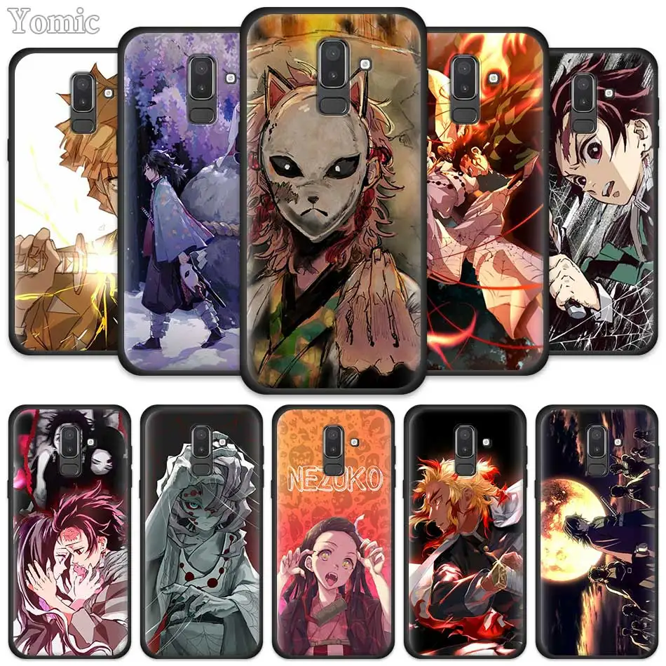 

Anime Demon Slayer Kimetsu No Yaiba Case for Samsung Galaxy J8 J6 J4 A6 A7 A8 A9 Plus 2018 M10 M20 M30 S M40 Silicone Black Phon