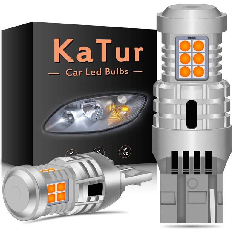 Katur 2 шт. Canbus T20 W21W WY21W 7440 7440NA светодиодный лампы указателя поворота без ошибок Hyper
