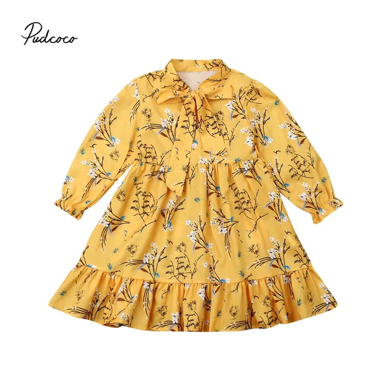 

2019 Brand Kids Baby Girl Toddler Flower Maxi Dress Boho Summer Party Holiday Beach Clothes Autumn Long Sleeve Floral Sundress