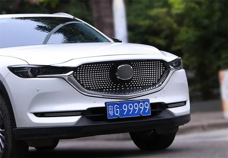 Для алмазных грилей Mazda CX-5 17 18 19 CX5 передний бампер полный звезда гонки решетка грили крышка отделка автомобиля Стайлинг Аксессуары гриль