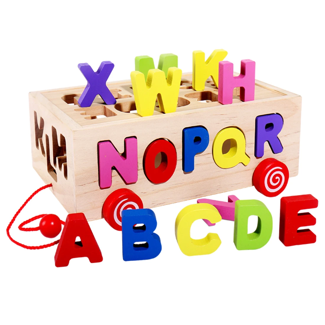 

Baby ABC Wooden Block Cart Educational Toy With 26 Alphabet Building Blocks Geometric Block Model Educational Toys For Gift Kids