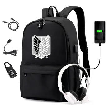 

Anime Pattern Backpacks for Teenagers Canvas Black Travel Bags Students Laptop Bag Boys Girls Back to School mochila infantil