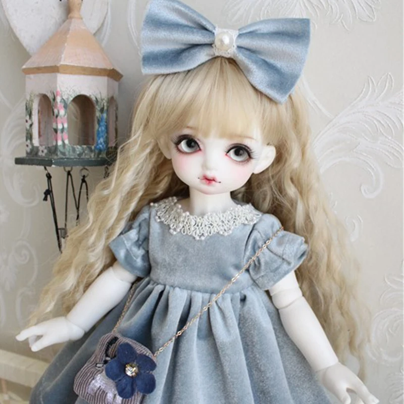 Кукла Одежда кукла 1/6 платье бархат синий розовый платье для 1/6 1/4 BJD SD кукла аксессуары платье+ украшение для волос+ сумка