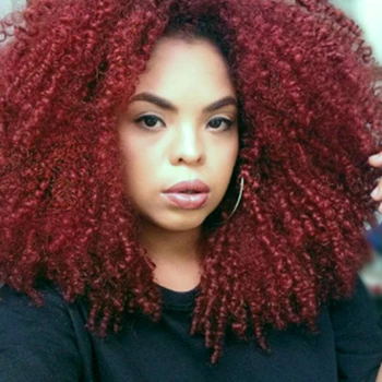 

Dark Roots Burgundy Synthetic Curly Wig Heat Resistant Hair Synthetic Lace Front Wig Glueless Afro Curly Wigs For Black Women
