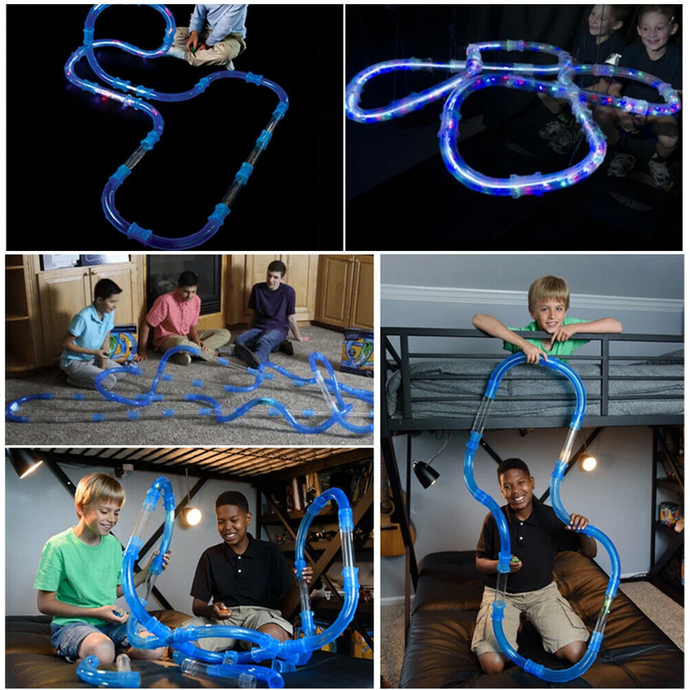 

Stitching Kids Social Skill Speed Track DIY Creativity Exercise Trucks Remote Control Car Pipes Racing Flash Ball RC Toy Tube