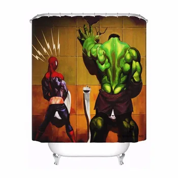 

Custom The Avengers, Marvel Hero Waterproof Shower Curtain Home Bath Bathroom s Hooks Polyester Fabric Multi Sizes#0421-sohu-09