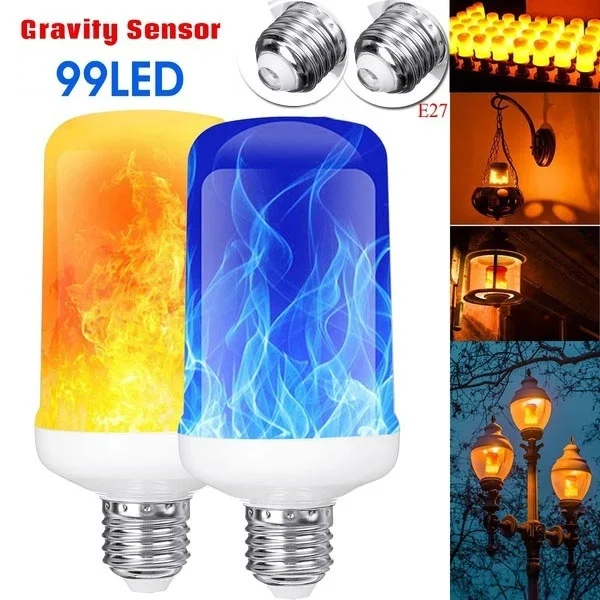 

Super Bright 99 LED Flame Effect Fire Light Bulb E27 Creative Flickering Emulation Decorative Atmosphere Light Home Decor Lamp