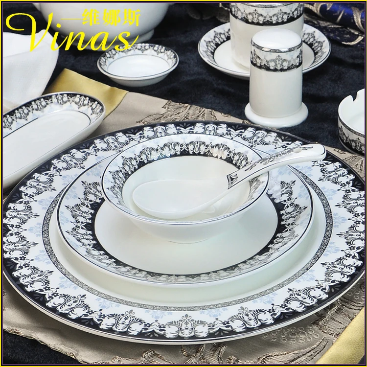 

European Style Ceramic Dinner Set Gold Inlay Porcelain Dessert Plate Steak Salad Snack Cake Plates Tableware Demeanor