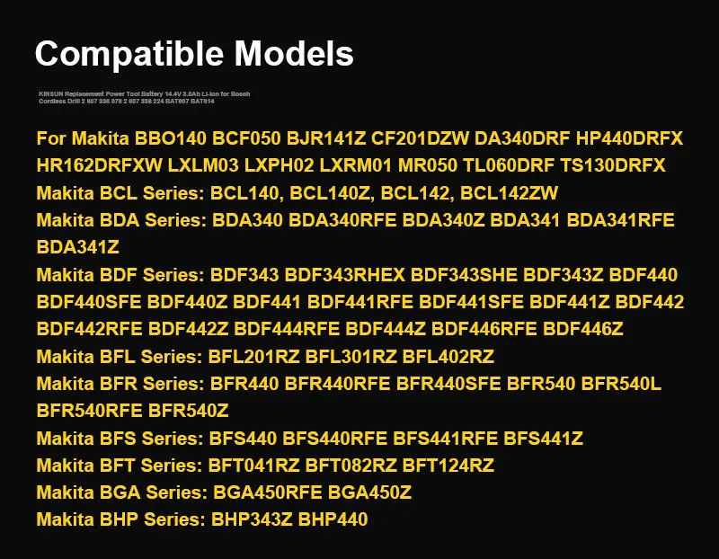 KINSUN сменная батарея для электроинструмента 14,4 V 3.0Ah Li-Ion для беспроводная дрель makita отвертка BL1430 194065-3 194066-1 BSS500Z