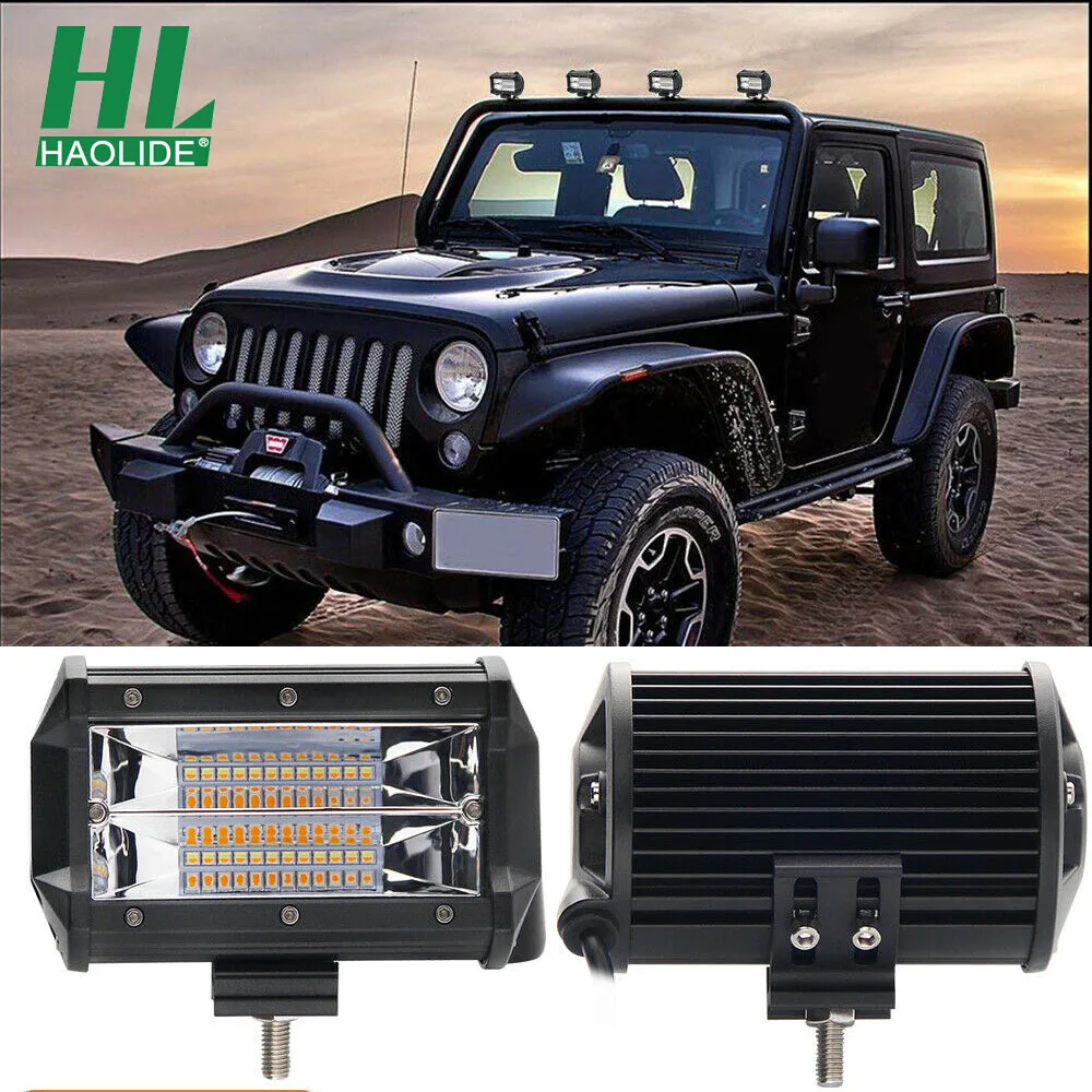 

HAOLIDE 5'' Inch PODS STROBE LED Work Light SPOT Bar Off Road Fog Lamp 4WD ATV SUV Car Lights Yellow/White Motorcycle