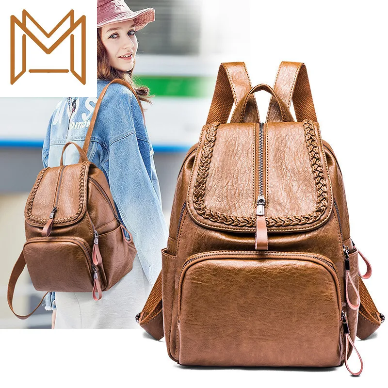 

Cowhide Both Shoulders Package More Function Practical Backpack Travel Backpack Genuine Leather Woman Package