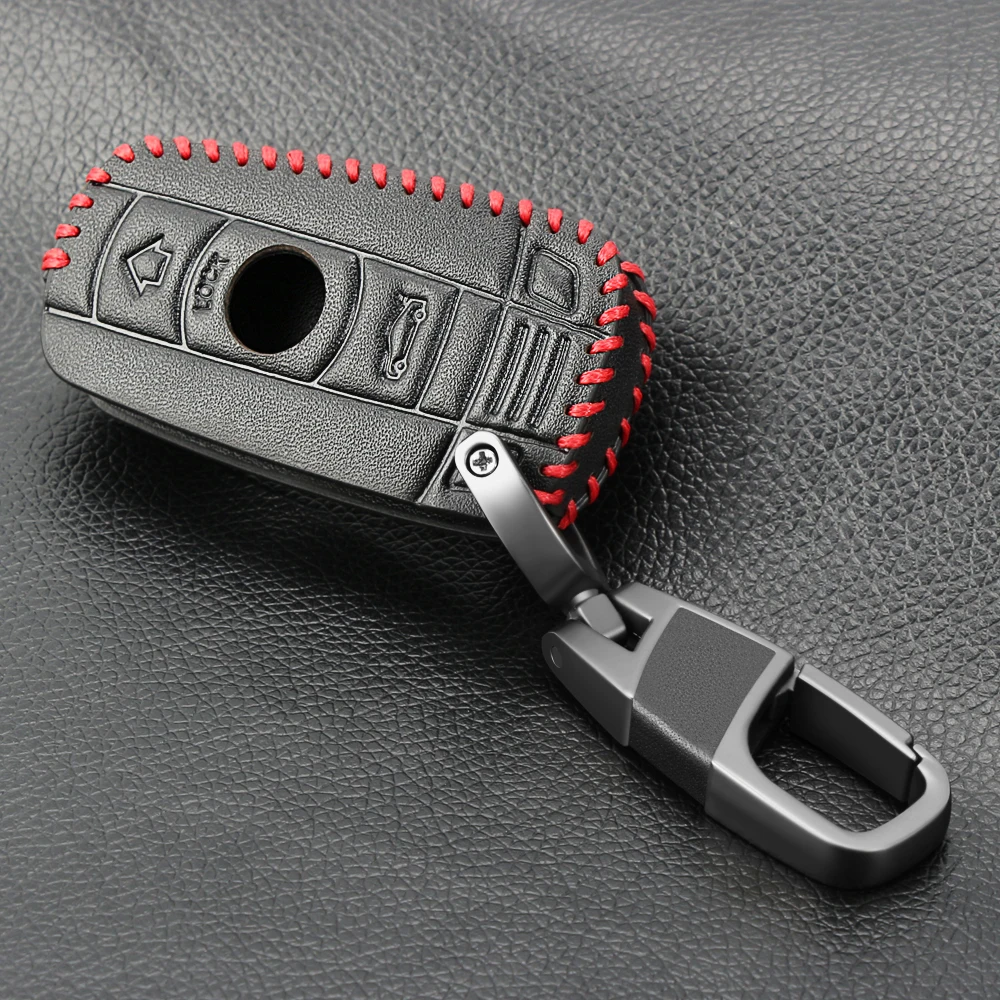 Men Leather Car Key Case For BMW E90 E60 E70 E87 3 5 6 Series M3 M5 X1 X5 X6 Z4 Remote Fob Protector Cover Bag Auto Accessories |