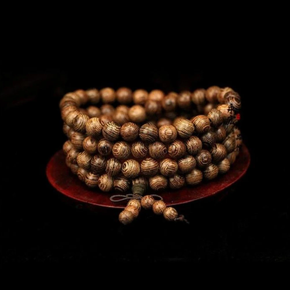 1Pcs 6mm/8mm Natural wood Buddhist Buddha Meditation Wood Prayer Bead Mala Bracelet Bangles Women Men Jewelry