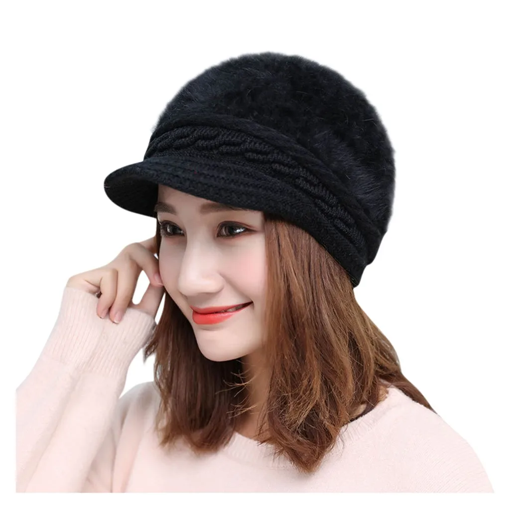 Теплые однотонные элегантные женские зимние шапки из кроличьего меха Модный
