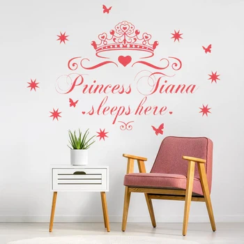 

Free Shipping Home Decor Wall Mural Princess Sleep Here Nursery Bed Room Wall Art Stickers For Kids Room Cute Decoration Y-226