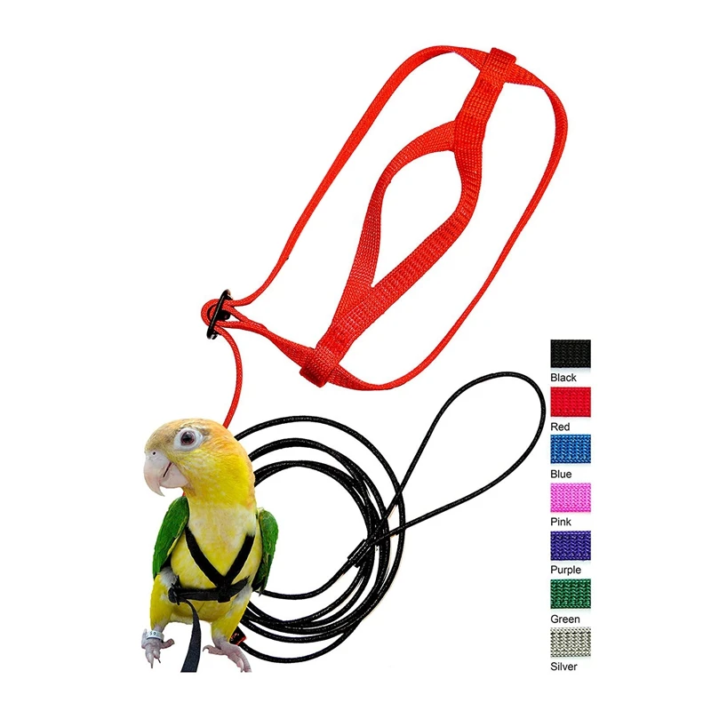 LBER Pet Bird Harness and Leash,Adjustable Parrot Bird Harness Leash- Pet Anti-Bite Training Rope Outdoor Flying Harness and