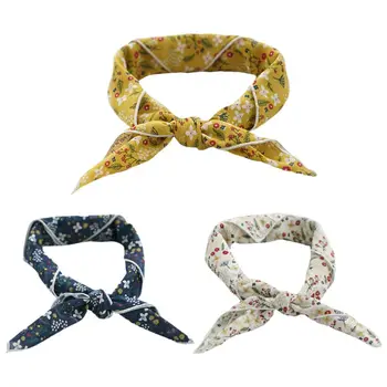 

55x55cm Pastoral Fresh Style Women Vintage Square Neck Scarf Colorful Floral Print Cotton Decorative Neckerchief Bandana