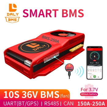 

smart BMS 10S 36V 150A 200A 250A Bluetooth 485 to USB device CAN NTC UART software Li-on Battery protection Board BMS With Fan