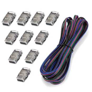 

10pcs RGB Led Strip Connector 4 Pin Waterproof Strip Connector Wire For 3528 5050 LED Strip Light Lamps Wire DIY Electronic