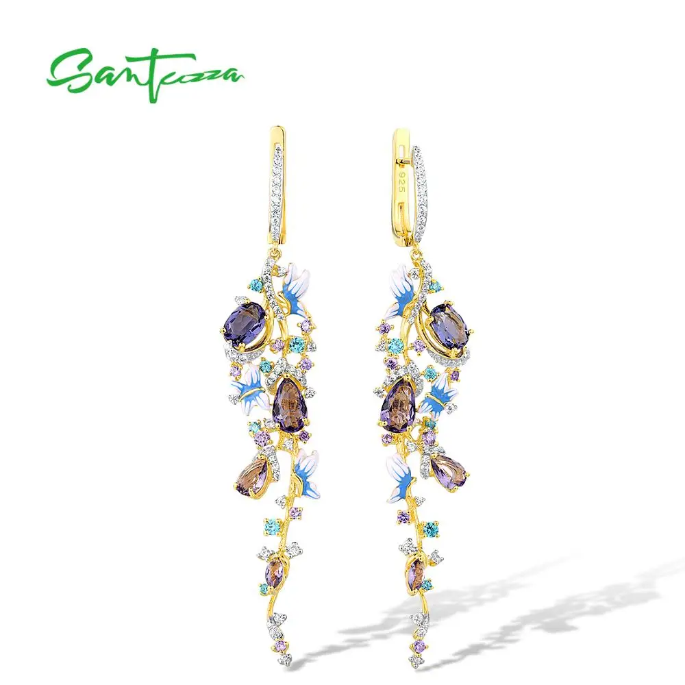 

Женские серебряные сережки SANTUZZA, из серебра 925 пробы, с синей бабочкой, эмалевые, ручной работы