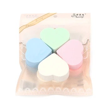 

4pcs Heart-shaped Sponge Soft Puff Wet And Dry Cosmetic Puff Professional Makeup Deep Cleans Pores Blackheads