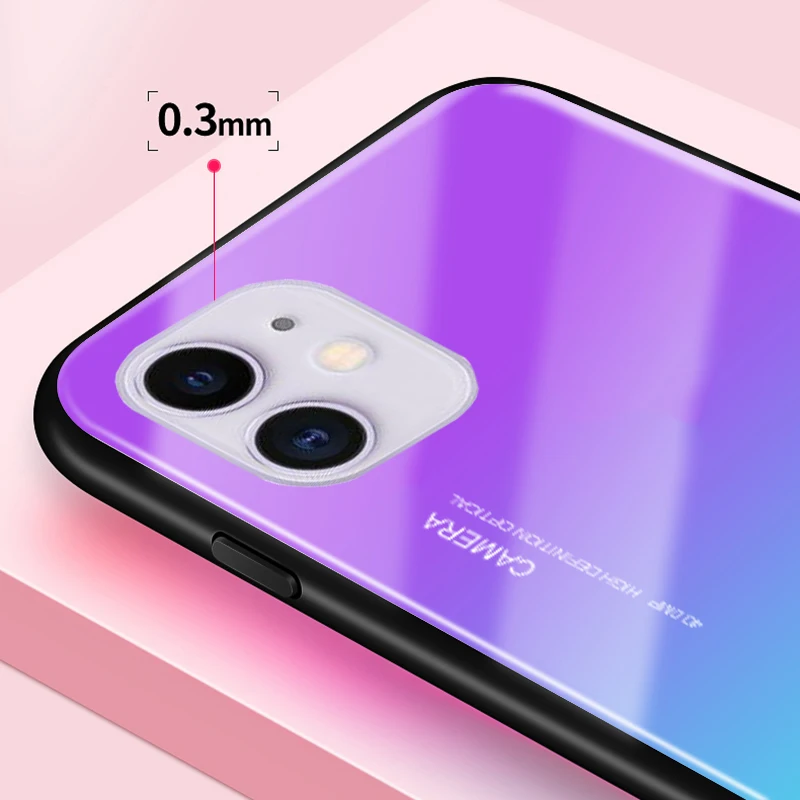 Цветной чехол из закаленного стекла для Apple iphone 11 A2221 A2111 A2223 iphone 11 i phone 11 Мягкий ТПУ защитный чехол для задней панели телефона