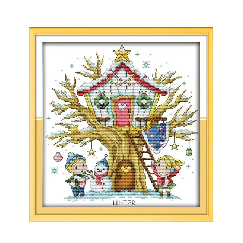 Набор для вышивки крестиком Tree House (зима) aida 14ct 11ct детская вышивка рукоделие