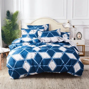 

New Products Sapphire And Gold Black Geometric Stone Printing Fashion Modern Bedding Sets Twin Full Queen Size Duvet Cover Set