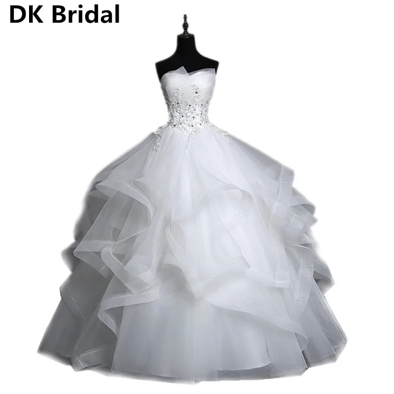 Реальные фото аппликации жемчуг Винтажные белые свадебные платья Vestidos De Noivas Плюс Размер без бретелек свадебные бальные платья