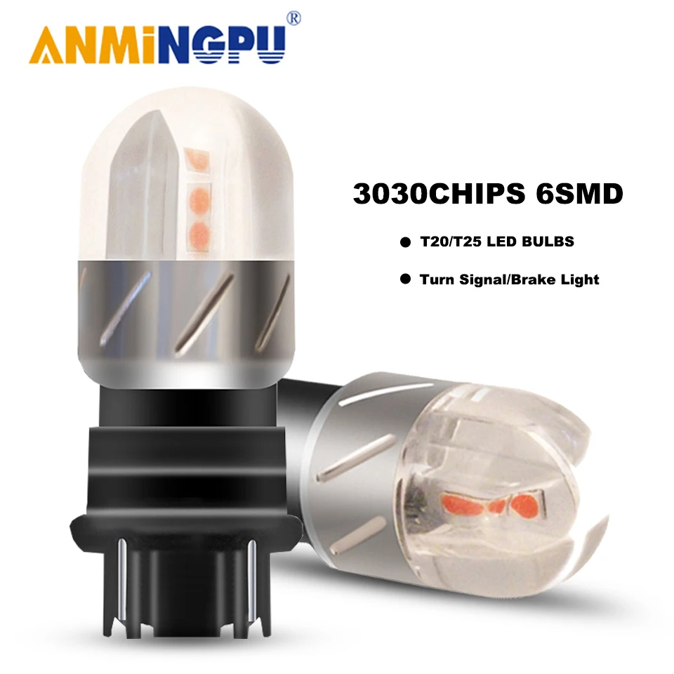 ANMINGPU 2x сигнальная лампа P27/7 Вт 3157 светодиодный T25 3156 P27W 3030SMD T20 Canbus W21/5 7443 580 7440 W21W