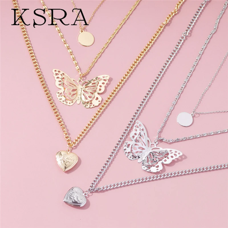 KSRA 2020 Новое поступление кулон в виде любовной бабочки ожерелье креативная Модная