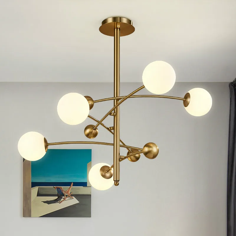 Nordic Luxury Copper Body G9 Led Chandelier 5 Light Rotatable Arms Pendant Lighting Foyer Brass Lamp | Лампы и освещение